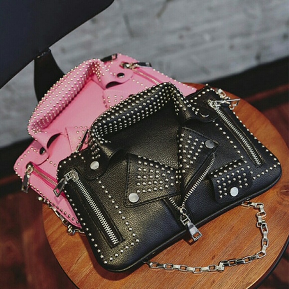 Studded Moto Jacket Crossbody Bags *One Pink Left* - Picture 3 of 7
